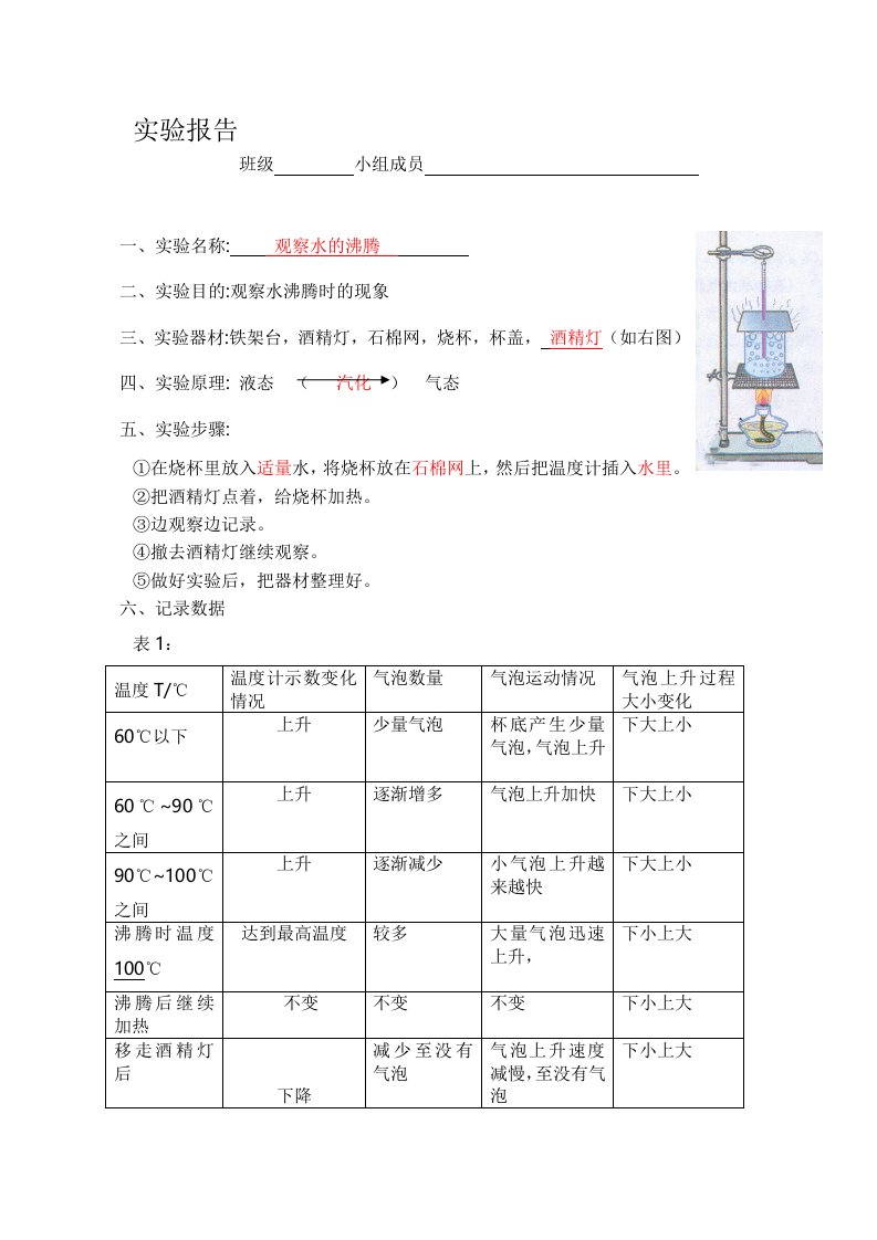 观察水的沸腾实验报告