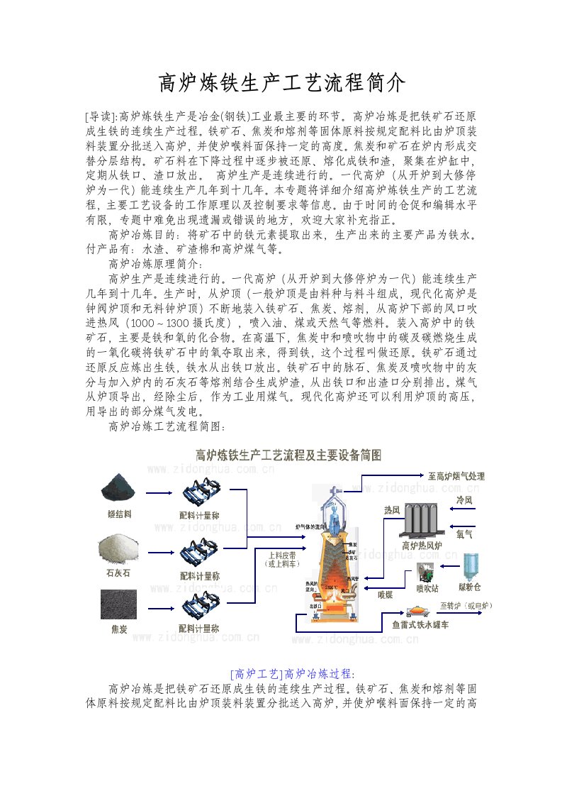 高炉炼铁生产工艺流程简介2