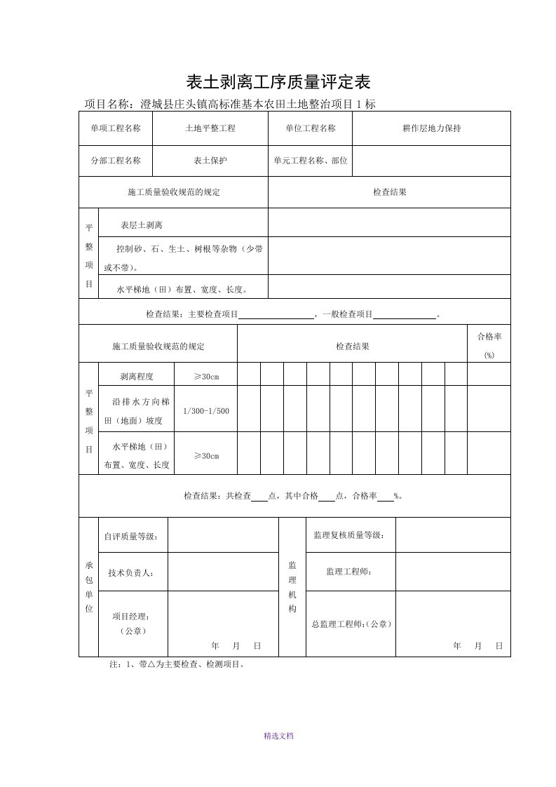 表土剥离工序质量评定表11