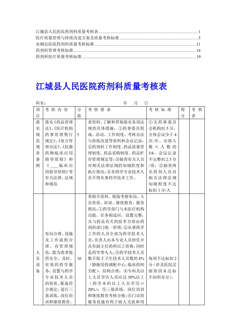 药剂科质量考核标准(1)