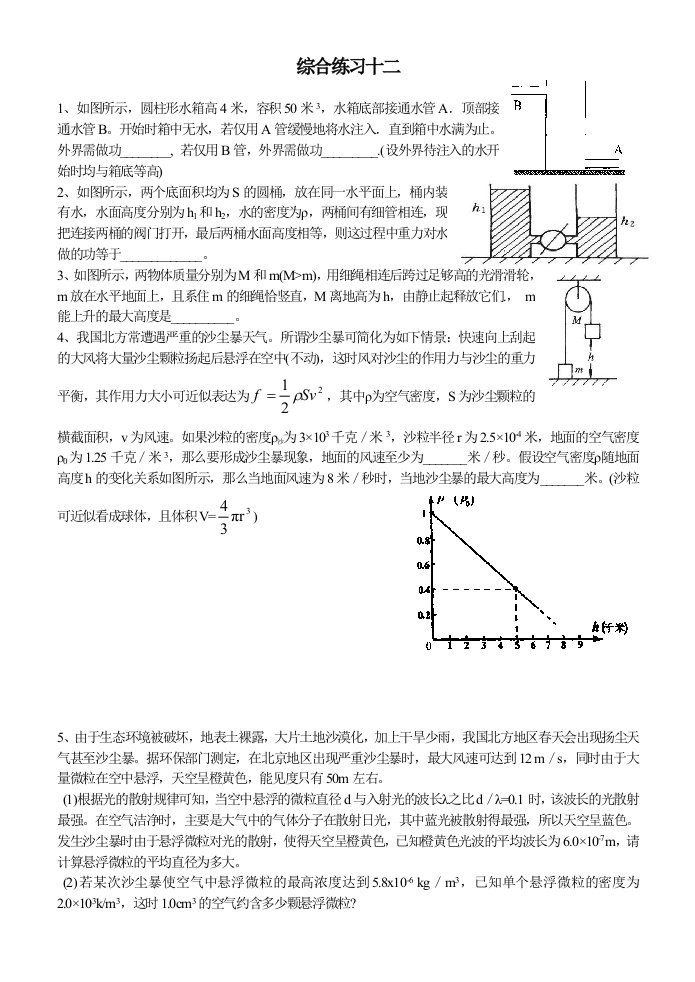 初中物理竞赛辅导训练十二综合练习