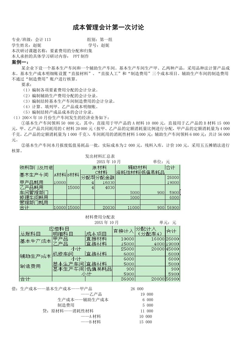 成本管理会计第一次讨论-赵妮