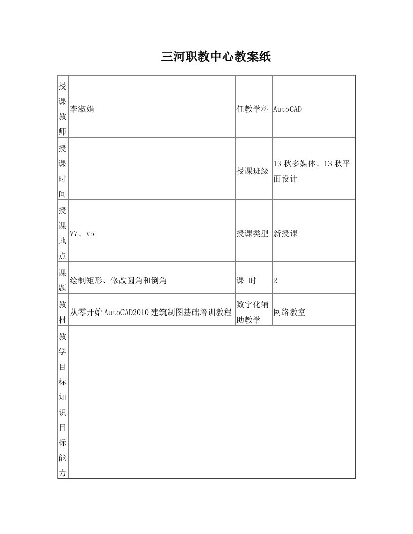 绘制矩形、修改圆角和倒角