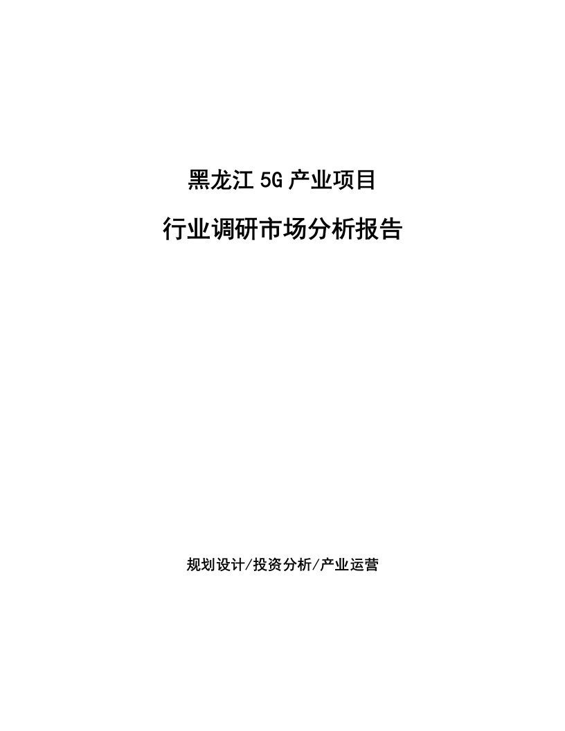 黑龙江5G产业项目行业调研市场分析报告