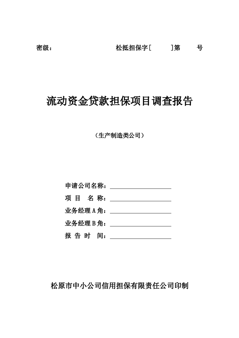 项目尽职调查报告模板生产制造业企业