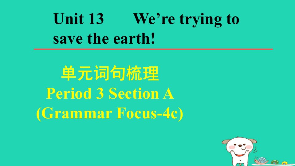 2024九年级英语全册Unit13We'retryingtosavetheearthPeriod3SectionAGrammarFocus_4c词句梳理课件新版人教新目标版