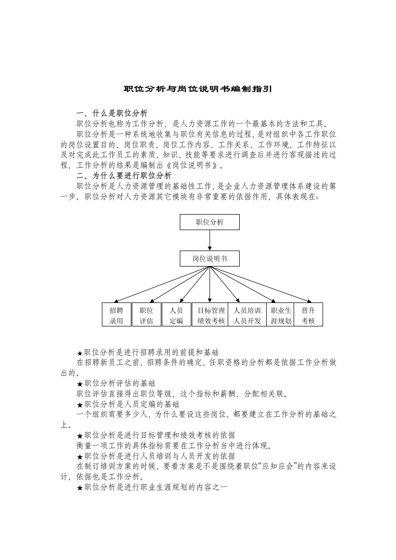 职位分析与岗位说明书编制指引