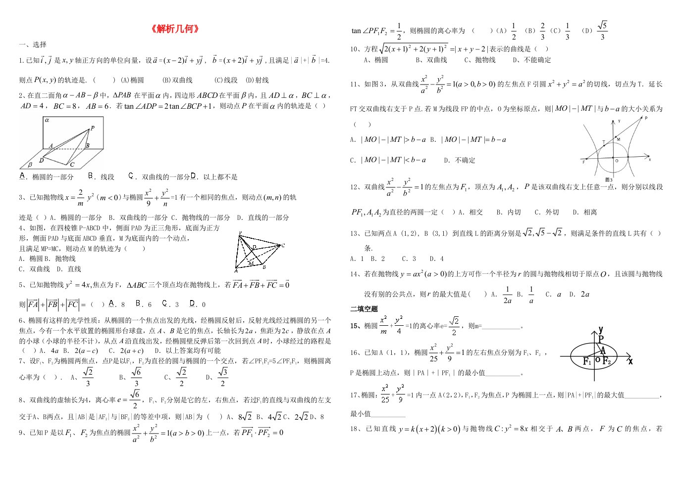 高三数学解析几何拔高训练含解析