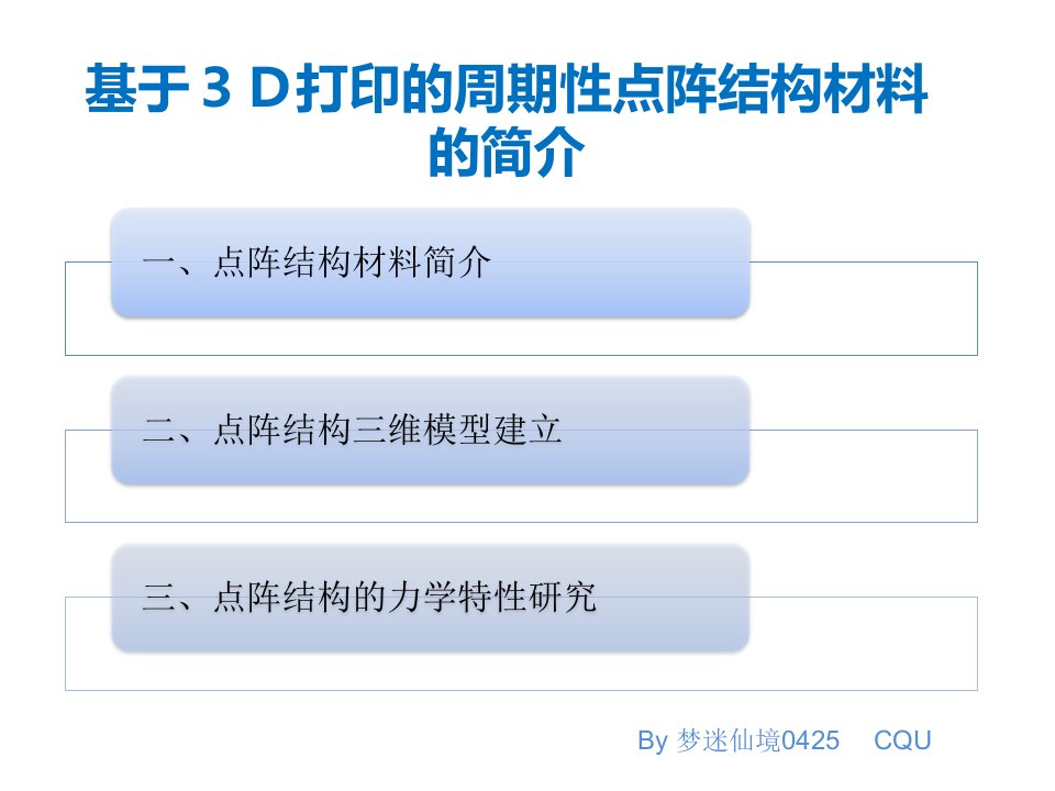 基于3D打印的期性点阵结构材料的简介