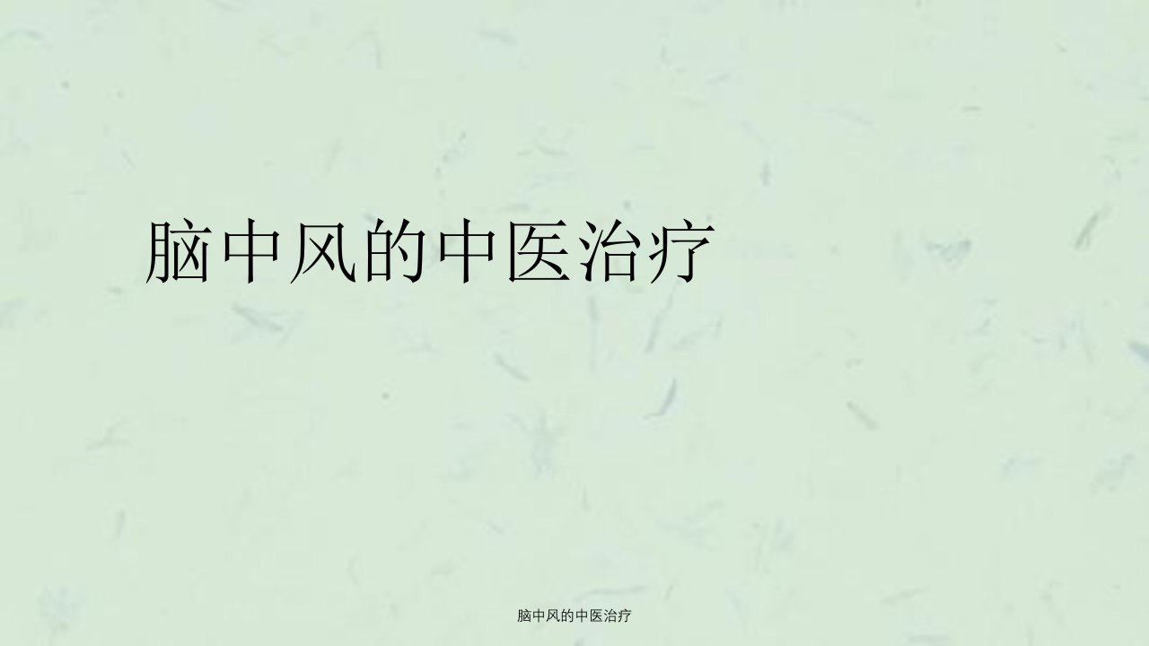 脑中风的中医治疗课件