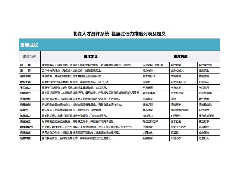 北森胜任力-维度说明