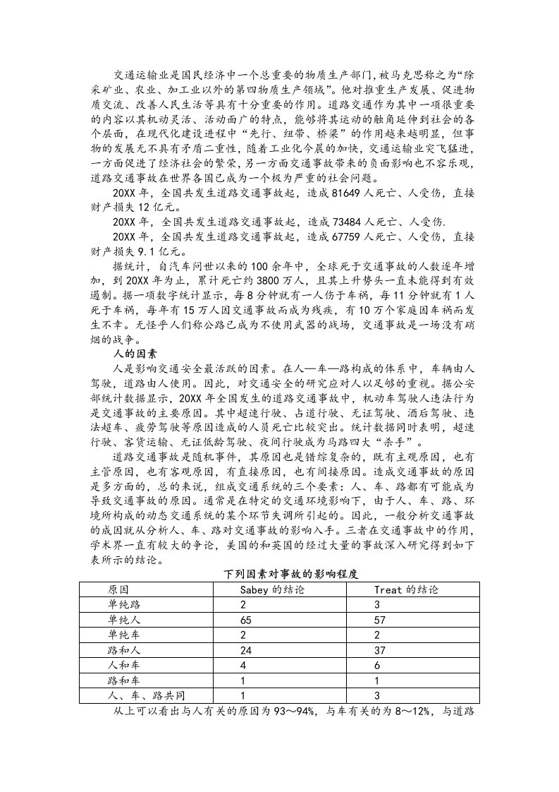 交通运输-道路交通事故成因分析