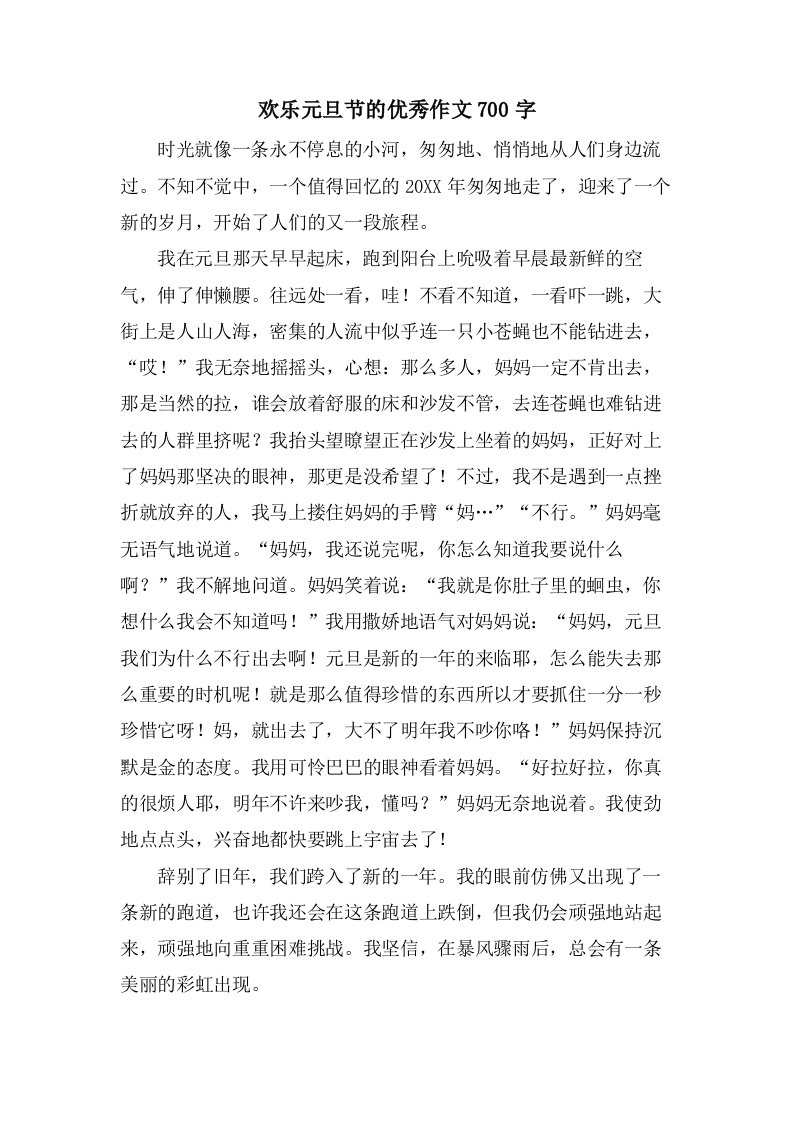 欢乐元旦节的作文700字