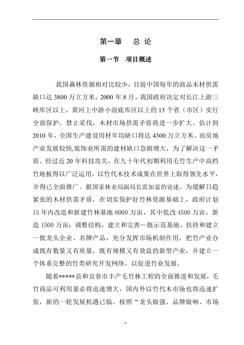 新建年产5平方米竹地板半成品生产线项目可行性研究报告