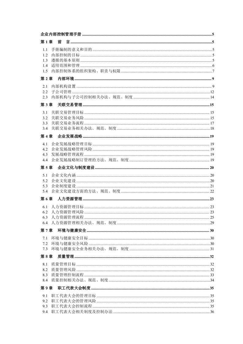 内部管理-企业内部控制管理手册