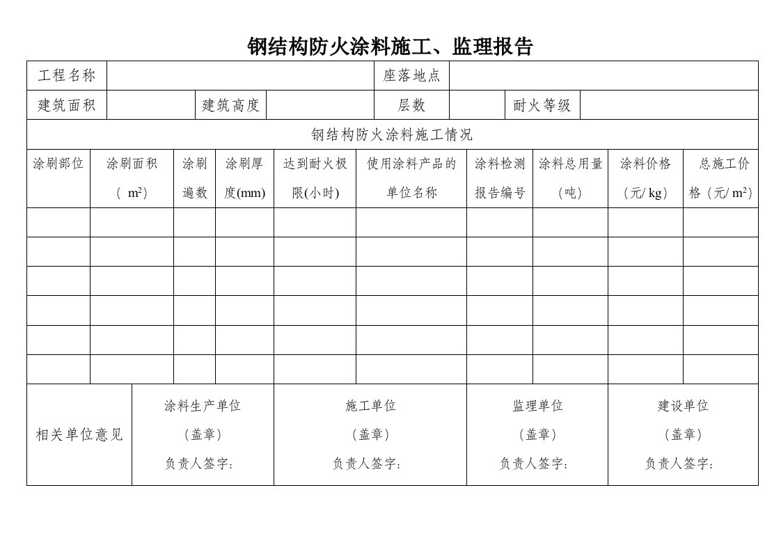 钢结构防火涂料监理报告