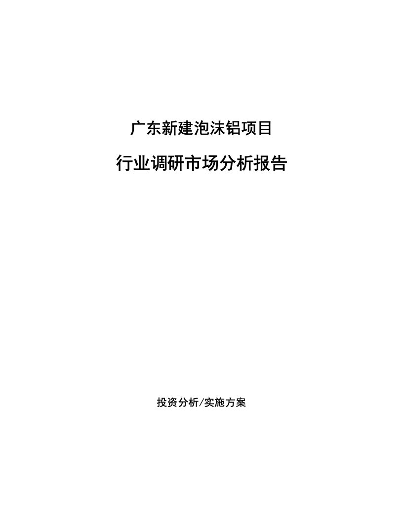 广东新建泡沫铝项目行业调研市场分析报告