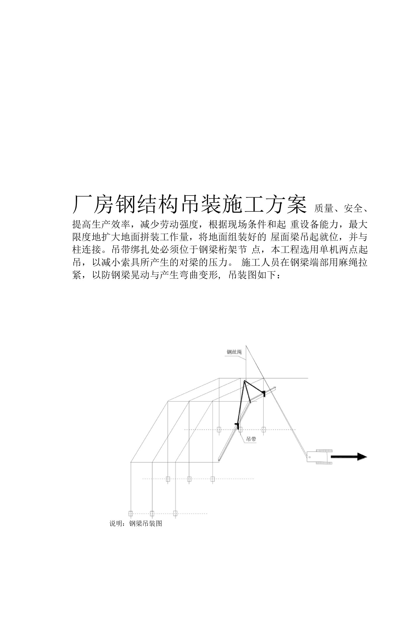 厂房钢结构吊装施工方案