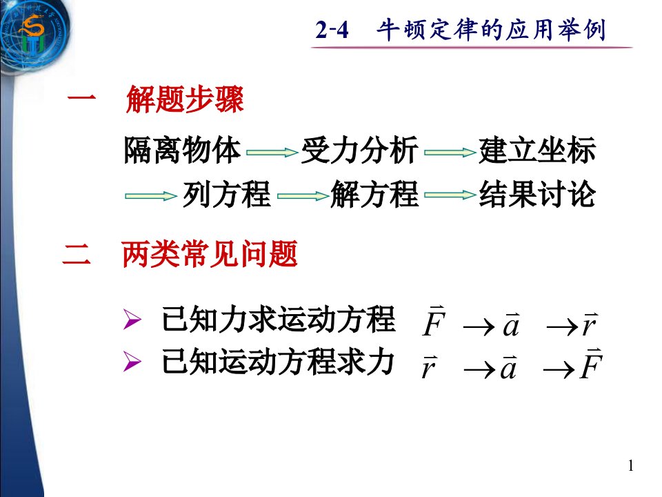 大学物理牛顿定律的应用举例