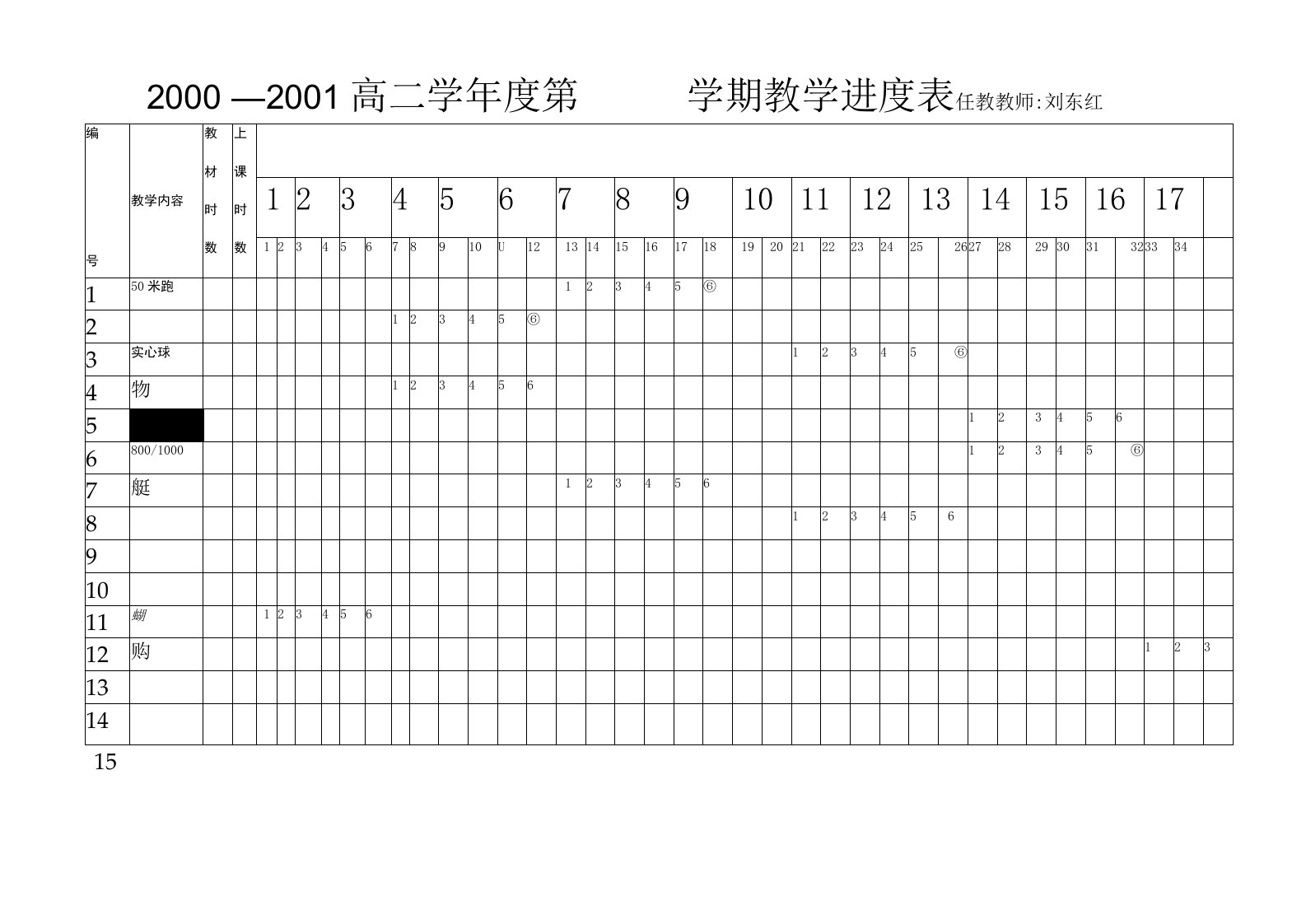 高一上学期进度表