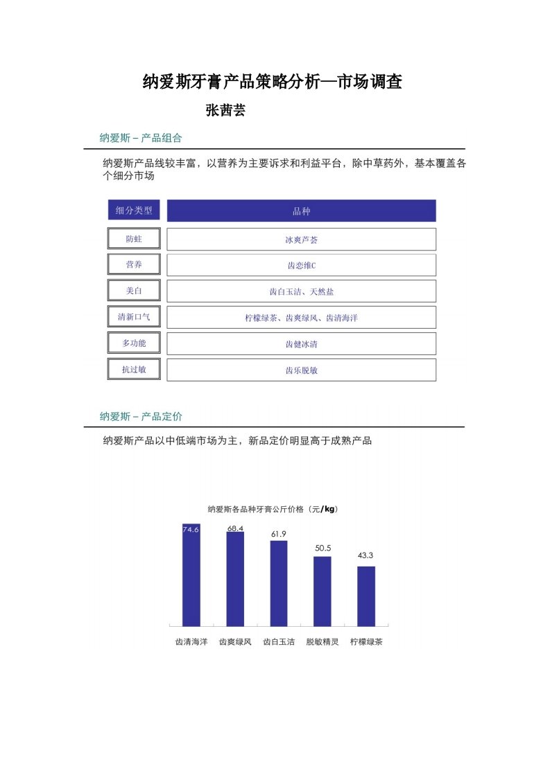 纳爱斯牙膏产品策略分析