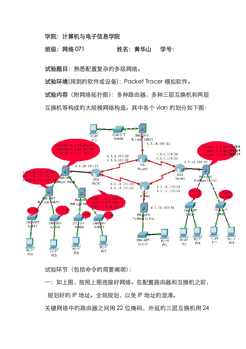 2023年网络互联packettracer模拟实验报告