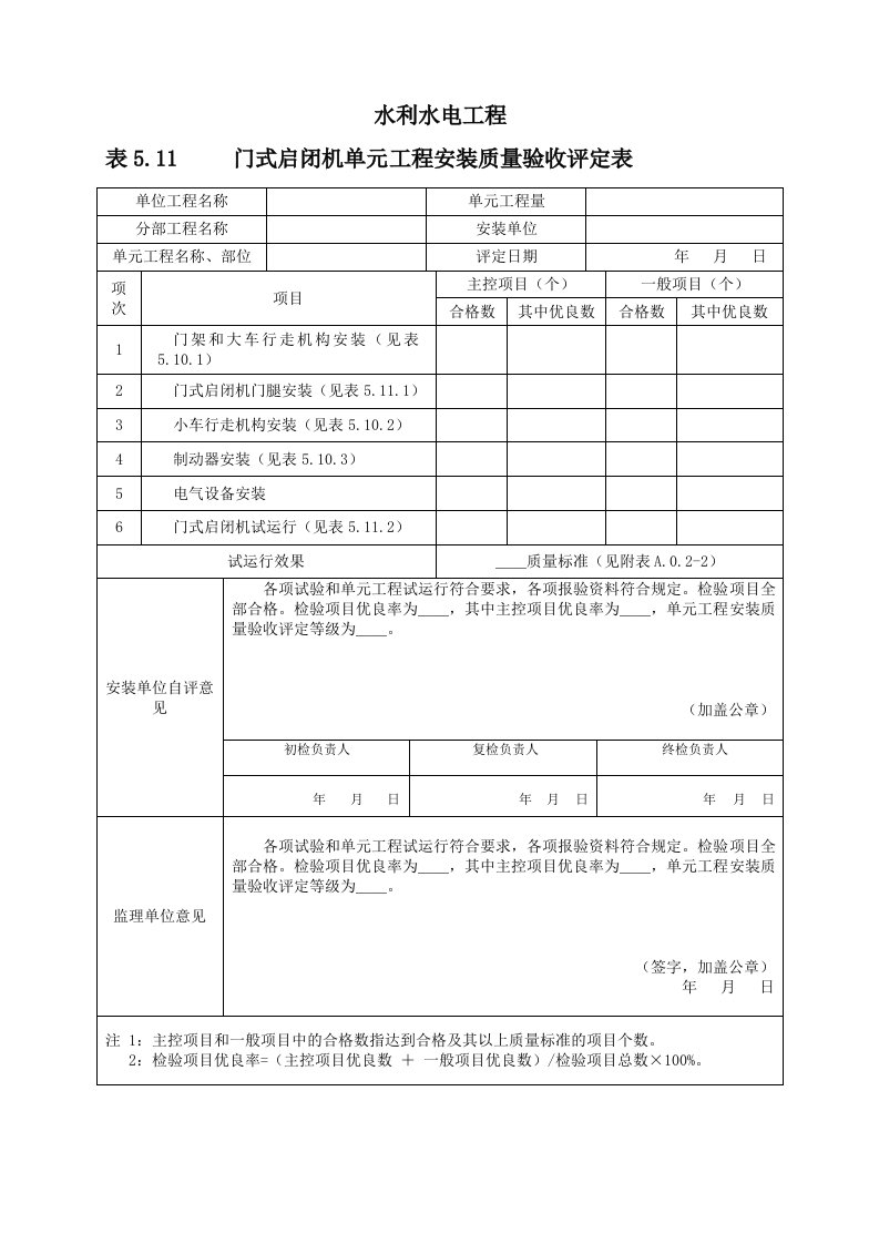 水工金属结构安装工程