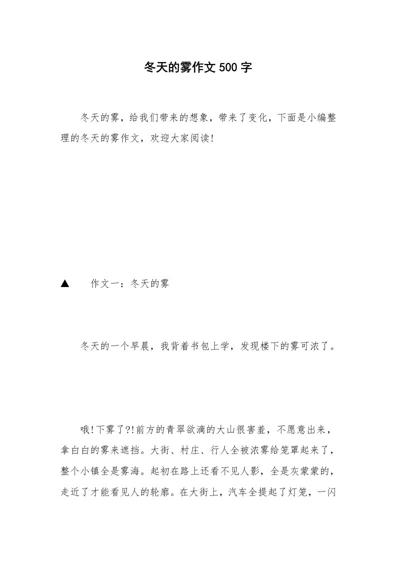 冬天的雾作文500字