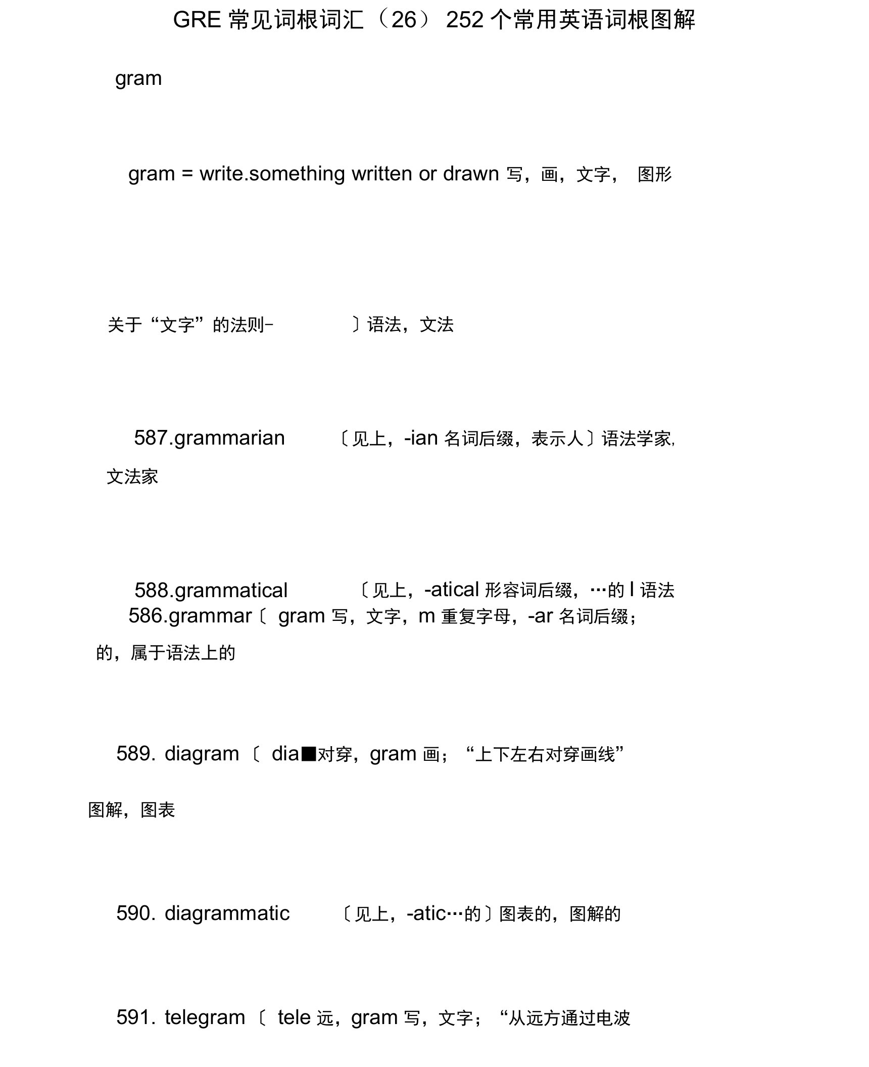 GRE常见词根词汇(26)252个常用英语词根图解