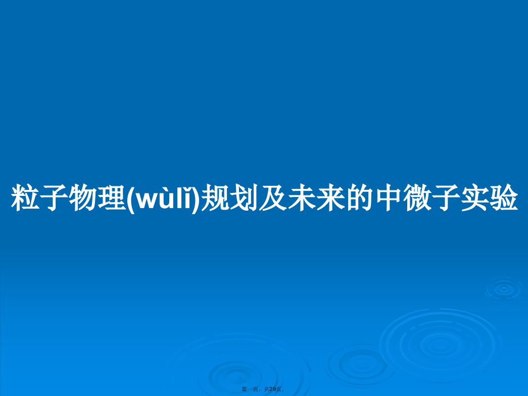 粒子物理规划及未来的中微子实验