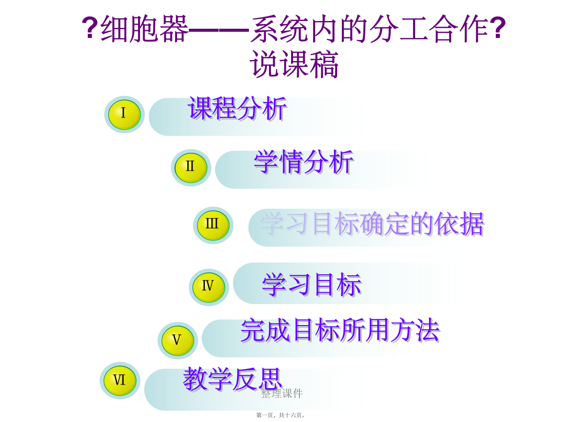 《细胞器——系统内的分工合作》说课稿