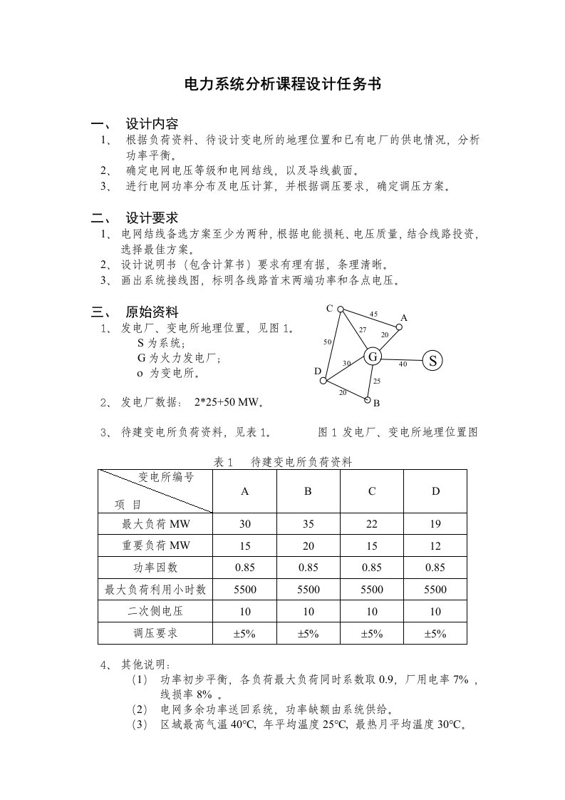 电力系统课程设计报告