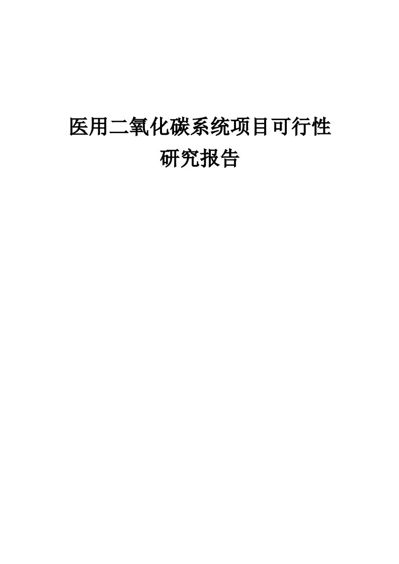 2024年医用二氧化碳系统项目可行性研究报告