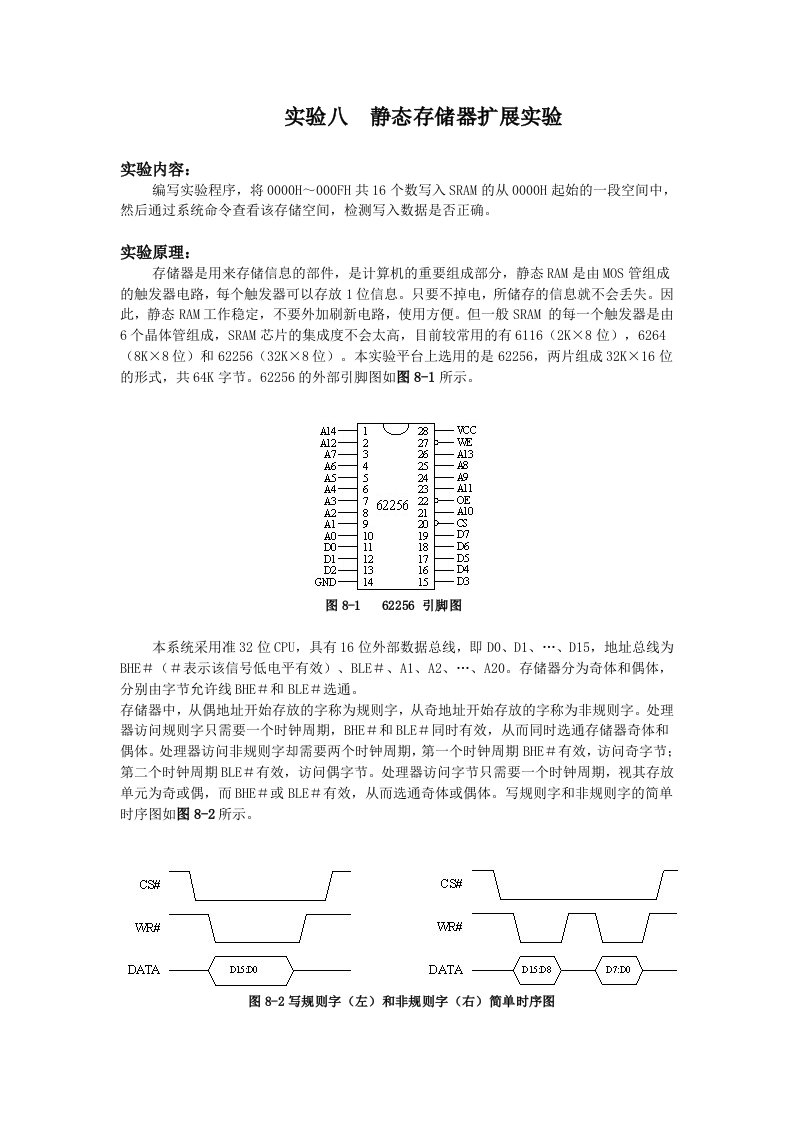 静态存储器扩展实验