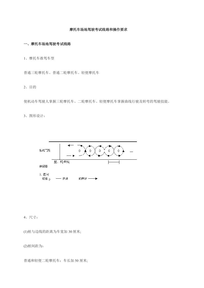 摩托车场地驾驶考试线路和操作要求