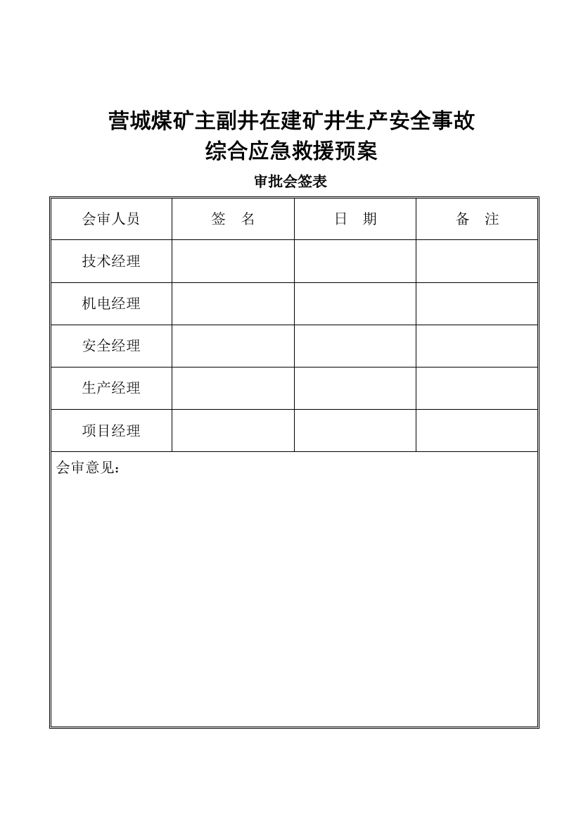 煤矿立井应急救援预案样本