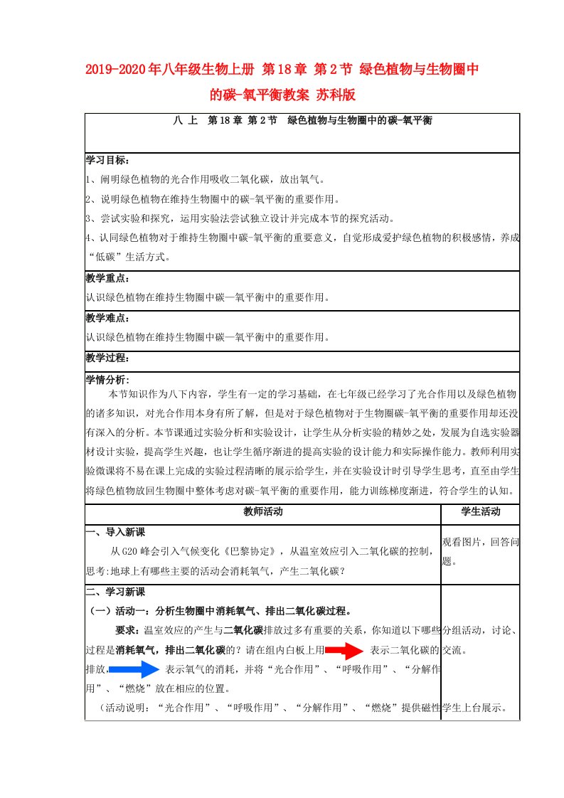 2019-2020年八年级生物上册