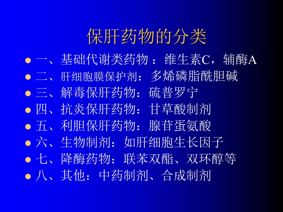 常用保肝药物分类和应用优质PPT课件