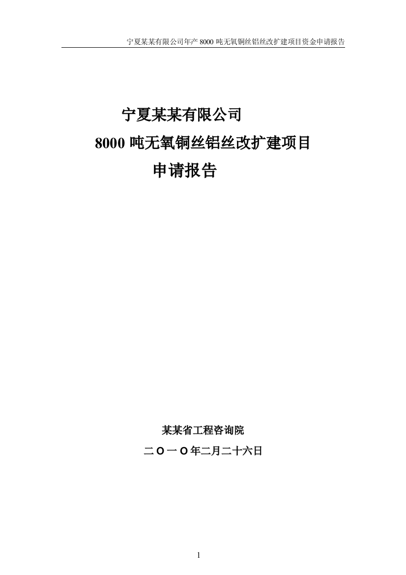 某有限公司8000吨无氧铜丝铝丝改扩建项目申请建设可行性研究报告