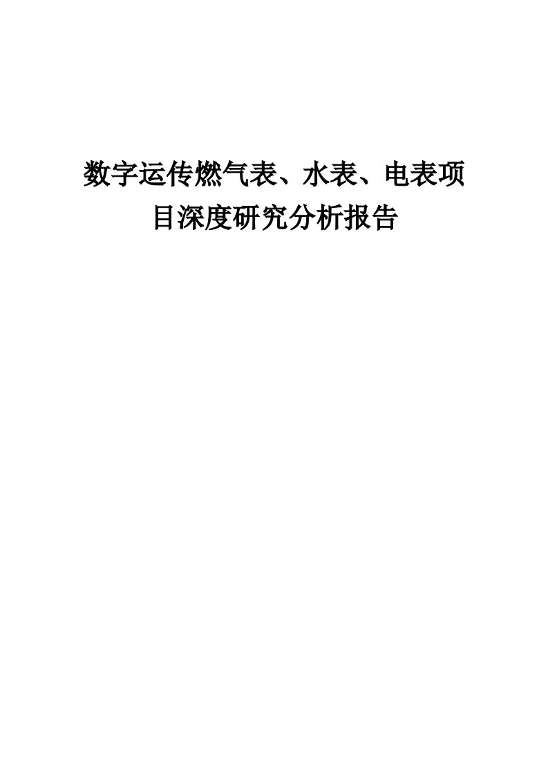 2024年数字运传燃气表、水表、电表项目深度研究分析报告