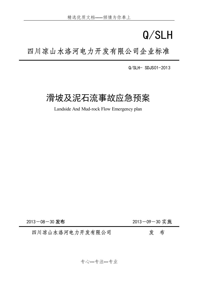 滑坡及泥石流应急预案(共22页)