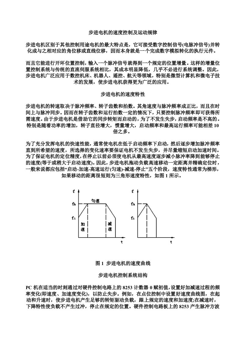 步进电机的速度控制及运动规律