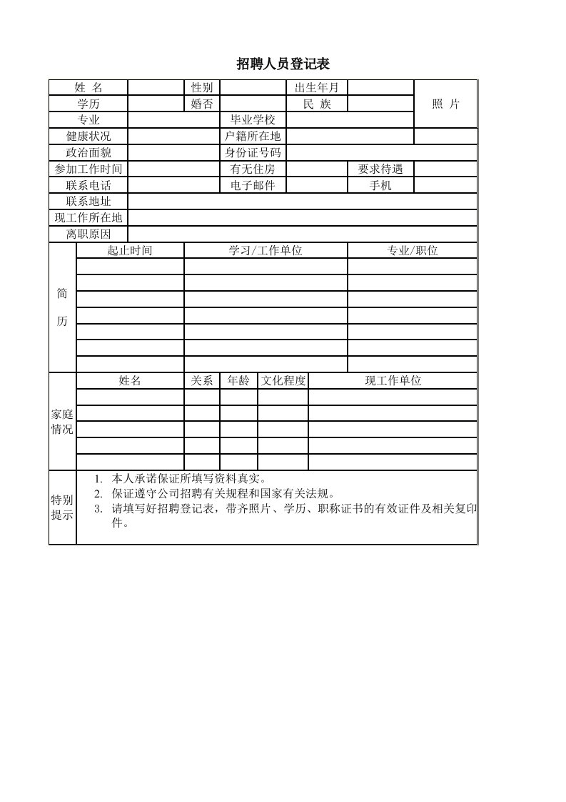 精品文档-招聘人员登记表