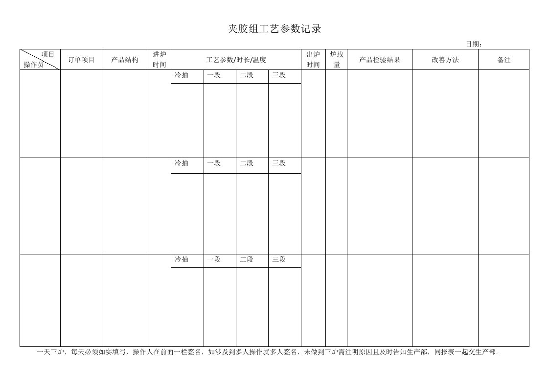 夹胶组工艺参数记录