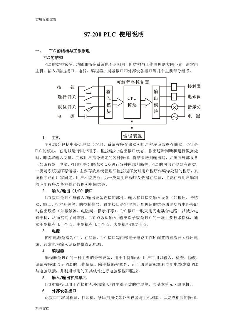 S7-200PLC使用说明书及编程软件