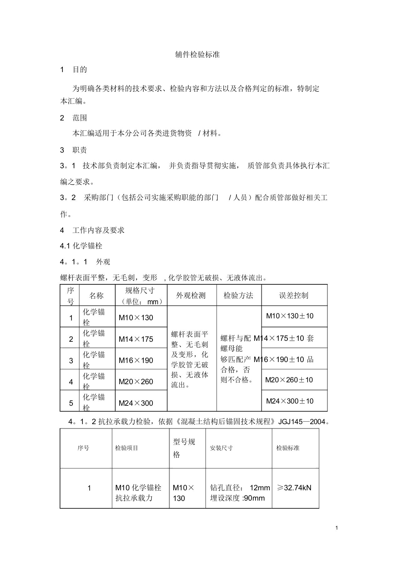 化学锚栓检验标准