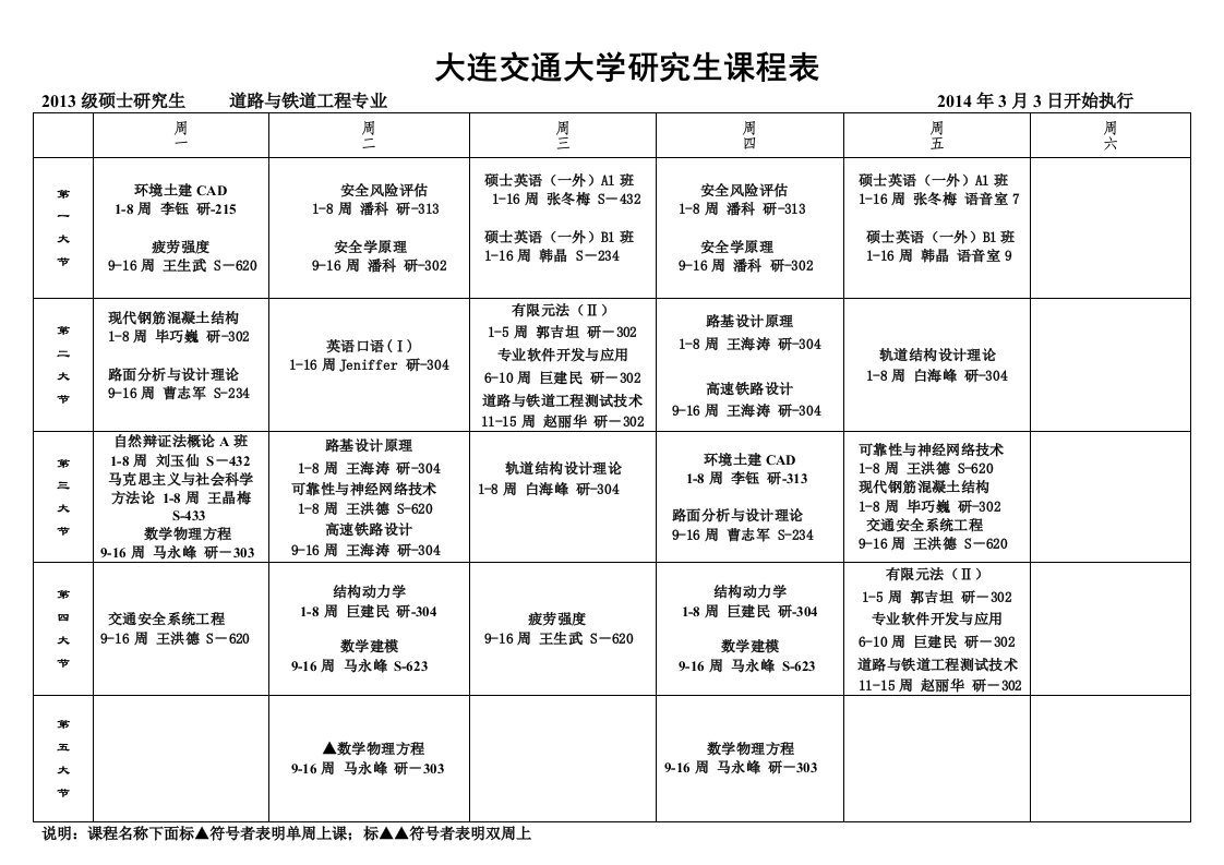 怎样解析大连交通大学研究生课程表