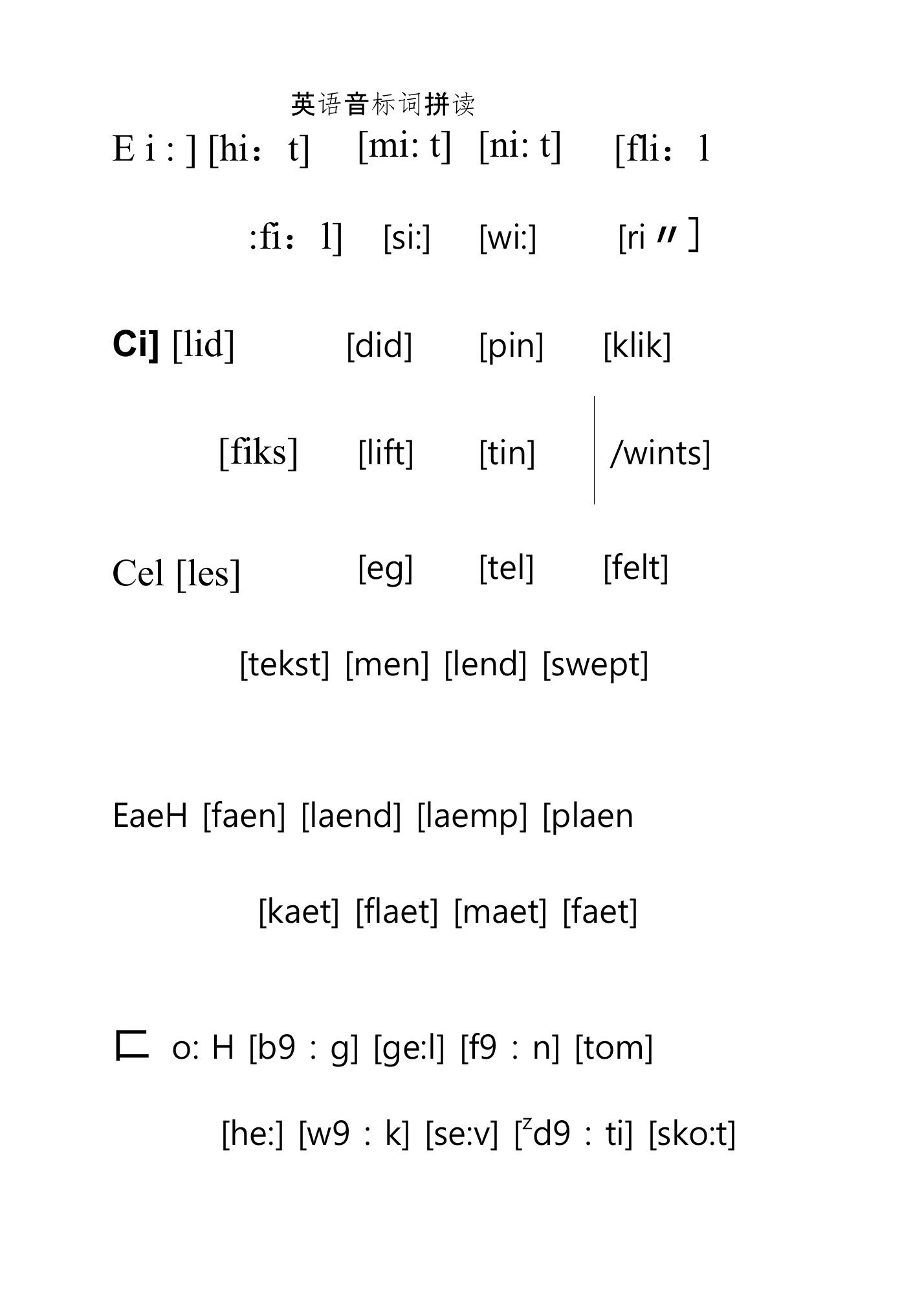 英语音标词拼读