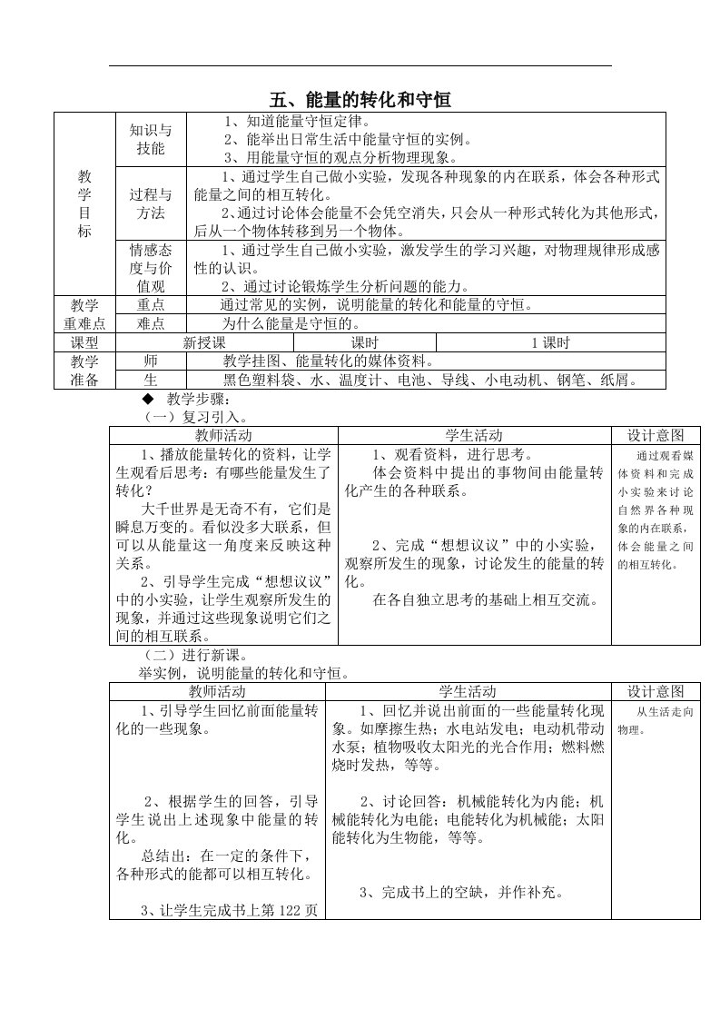 人教版物理八下16.5《能量的转化和守恒》2