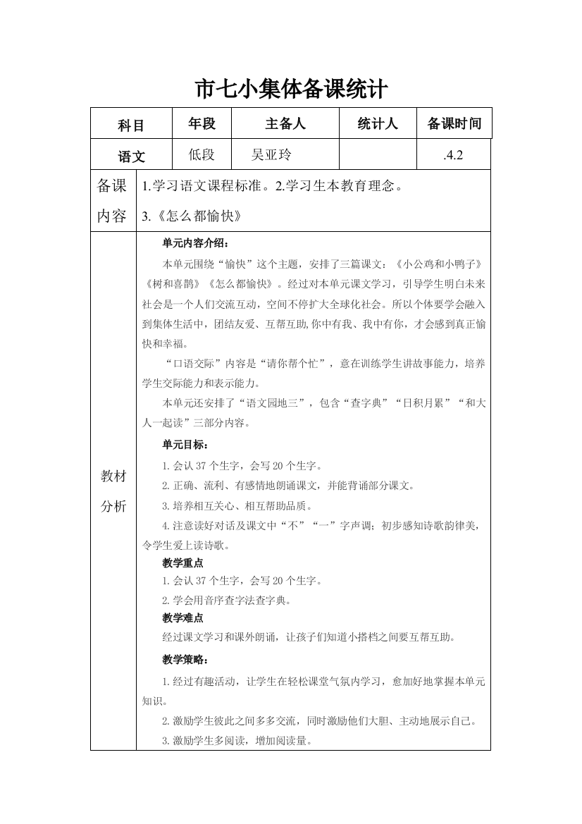 人教版精品文档-《怎么都快乐》集体备课